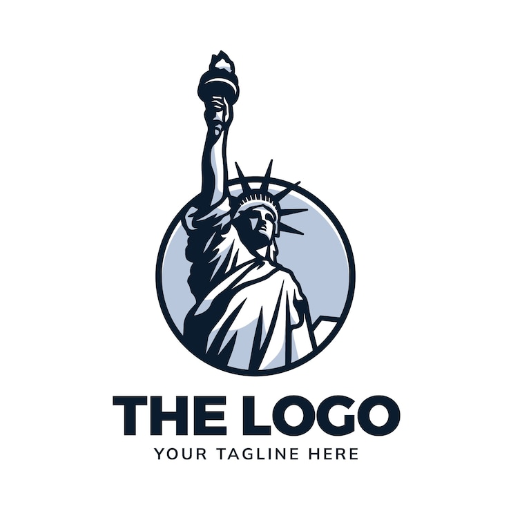 Vector Gratis hand drawn statue of liberty logo design