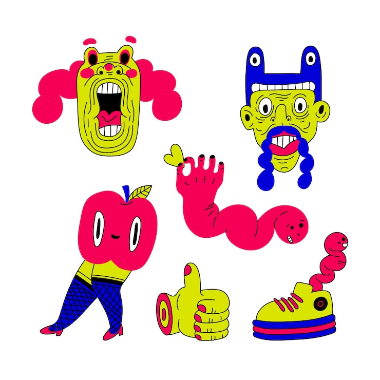 Vector Gratis hand drawn sticker collection