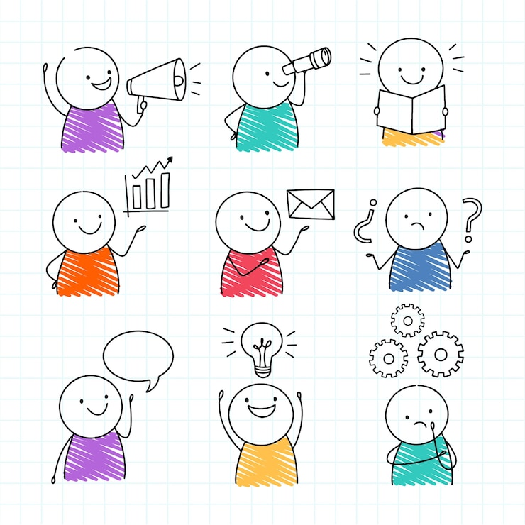 Vector Gratis hand drawn style stickman collection