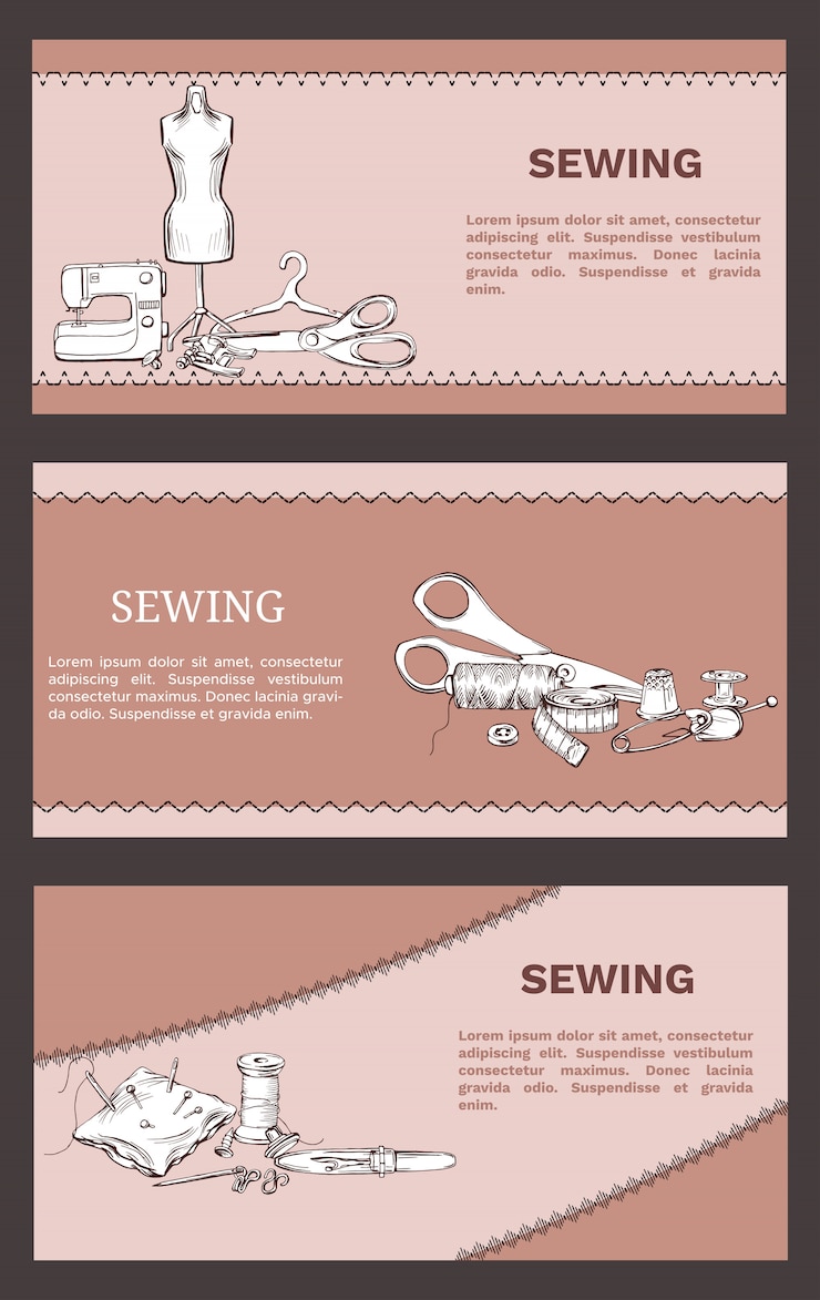 Vector Gratis hand drawn tailoring horizontal banners