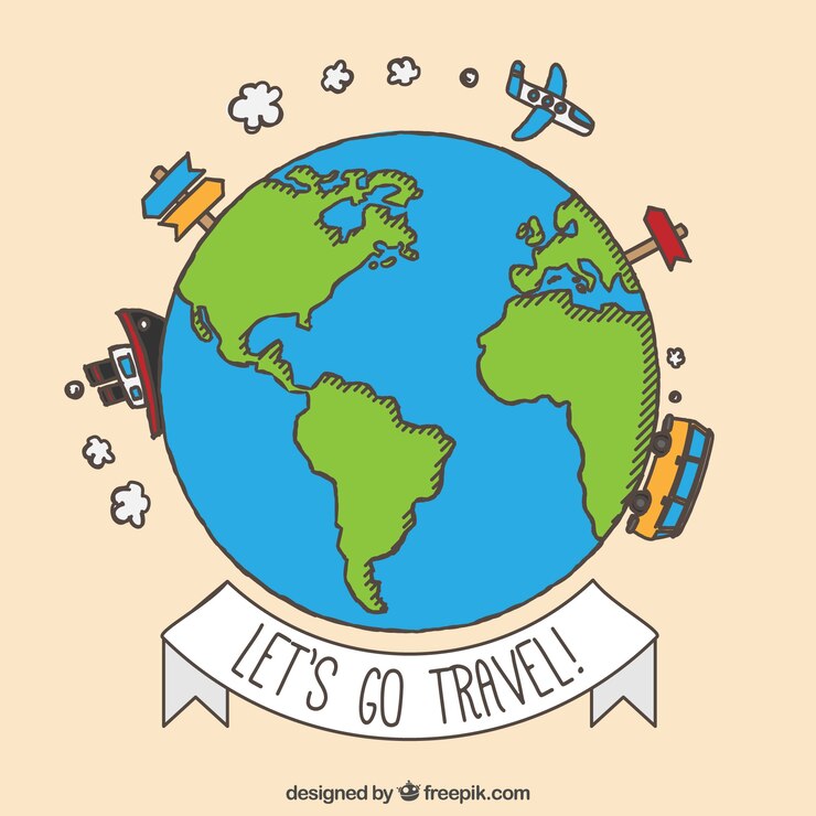 Vector Gratis hand drawn trave around the world background