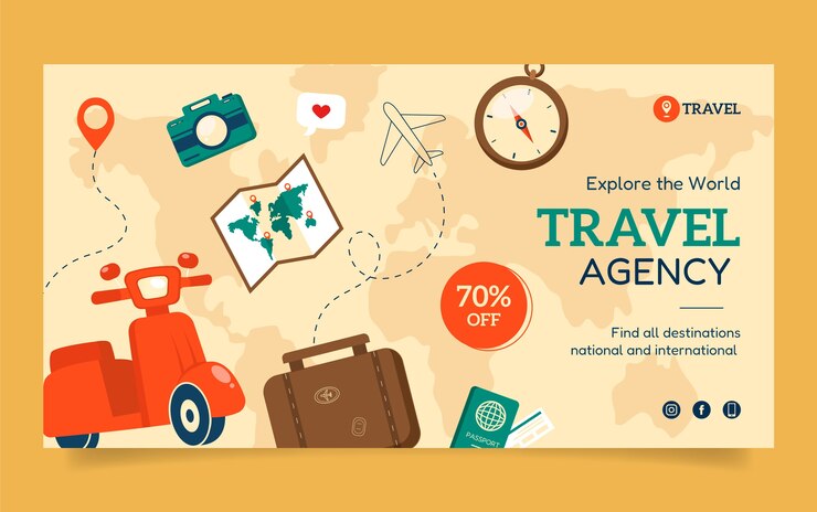 Vector Gratis hand drawn travel agency facebook post with scooter