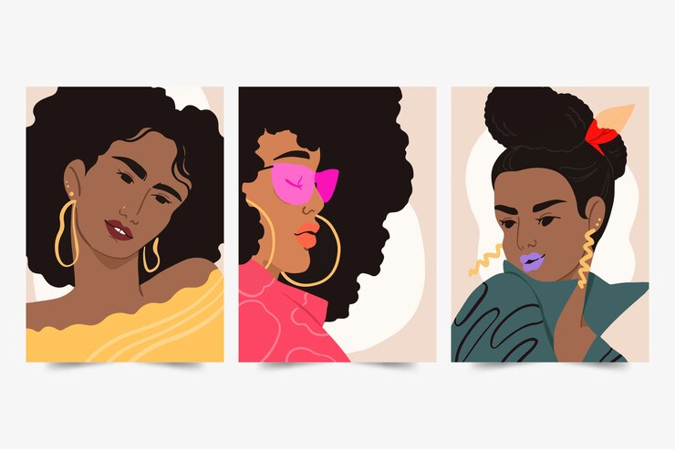 Vector Gratis hand drawn trendy fashion portraits cover collection