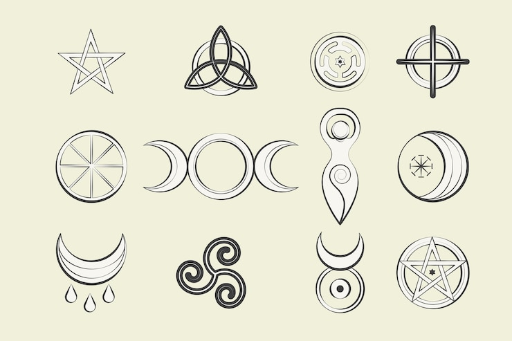 Vector Gratis hand drawn wiccan icons set
