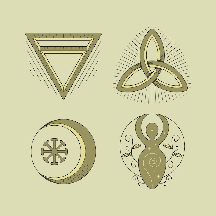 Vector Gratis hand drawn wiccan icons set