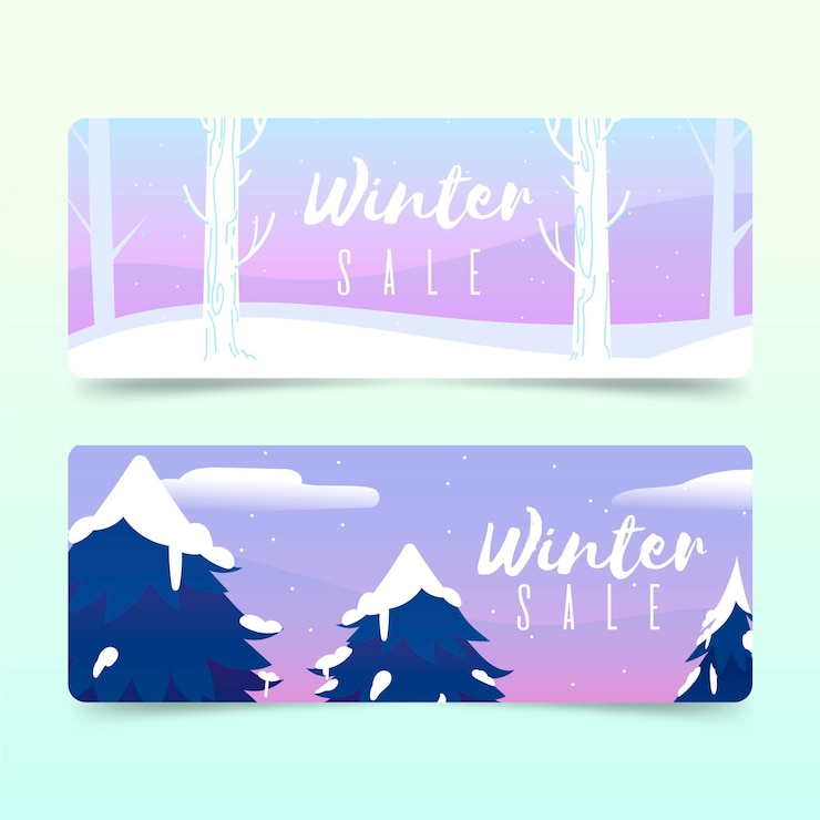 Vector Gratis hand drawn winter sale banners