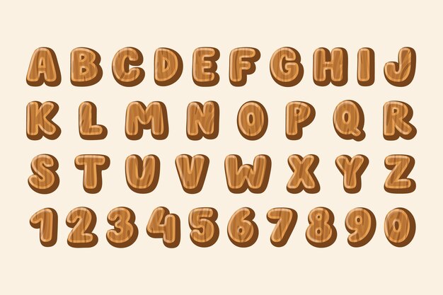 hand drawn wood alphabet
