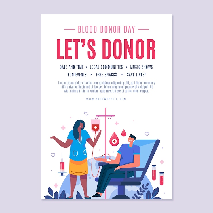 Vector Gratis hand drawn world blood donor day poster