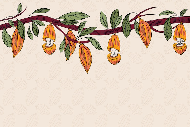 Vector Gratis hand drawn world chocolate day background with cocoa beans