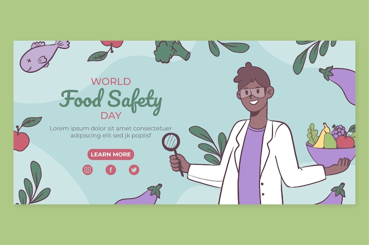 Vector Gratis hand drawn world food safety day horizontal banner template