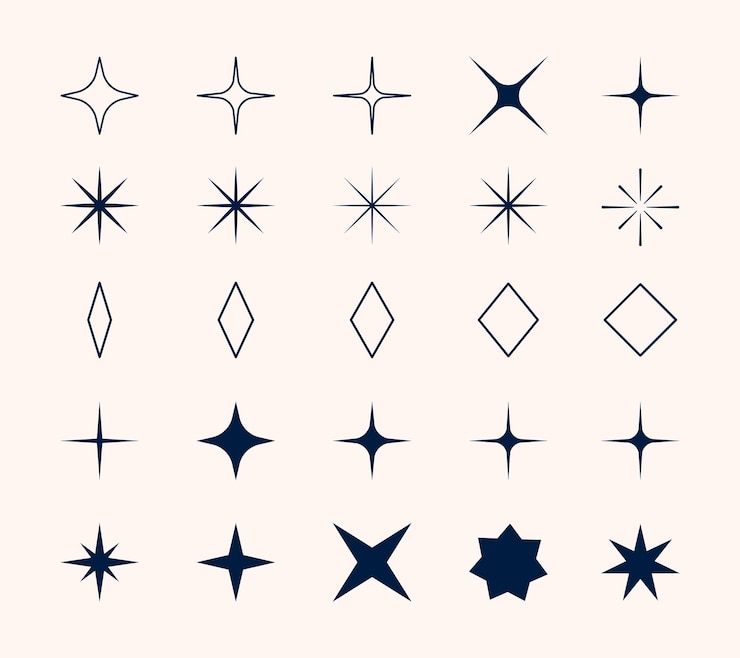 Vector Gratis hand drawn y2k geometric elements sign in set