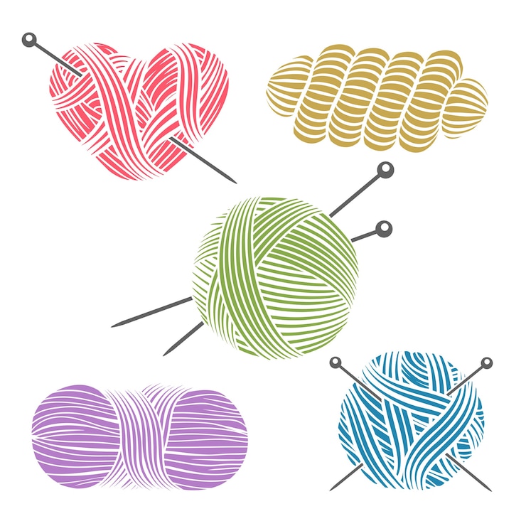 Vector Gratis hand drawn yarn for knitting.