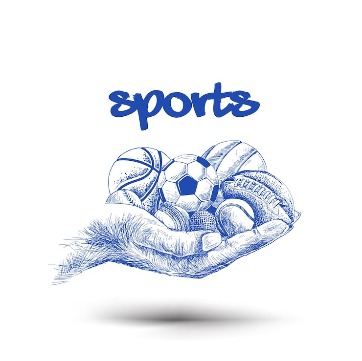 Vector Gratis hand hold collection of balls sports balls hand drawn sketch vector background