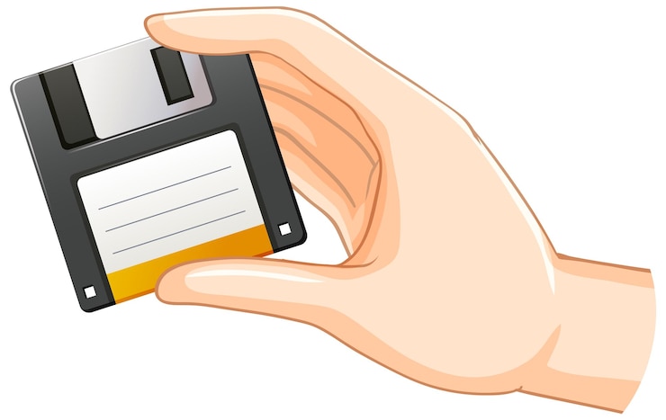Vector Gratis hand holding a floppy disk