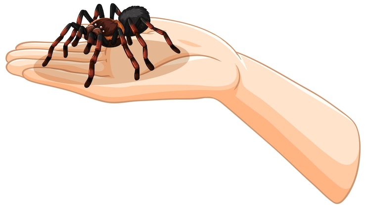 Vector Gratis hand holding a tarantula illustration