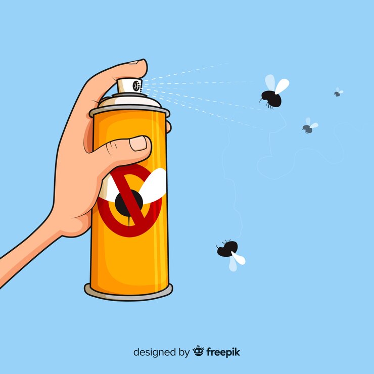 Vector Gratis hand holding mosquito spray