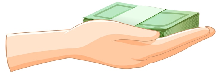 Vector Gratis hand holding stack of money