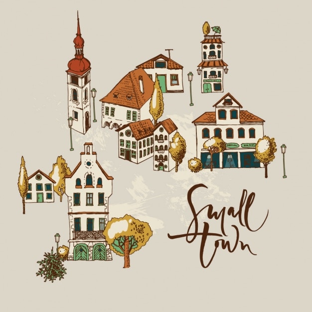 Vector Gratis hand painted buildings collection