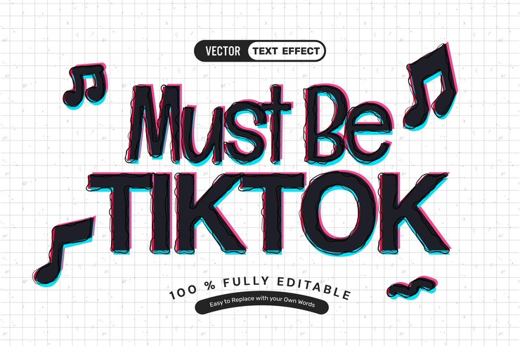 Vector Gratis handdrawn tiktok editable text effect