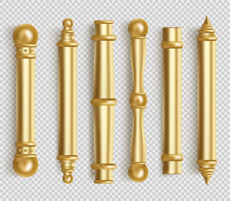 Vector Gratis handle pintu emas barok untuk interior ruangan