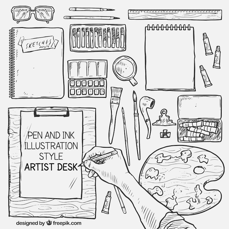 Vector Gratis handrawn designer desk