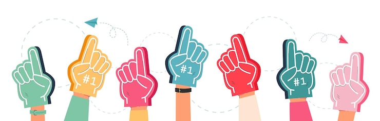 Vector Gratis hands of support team in foam fingers