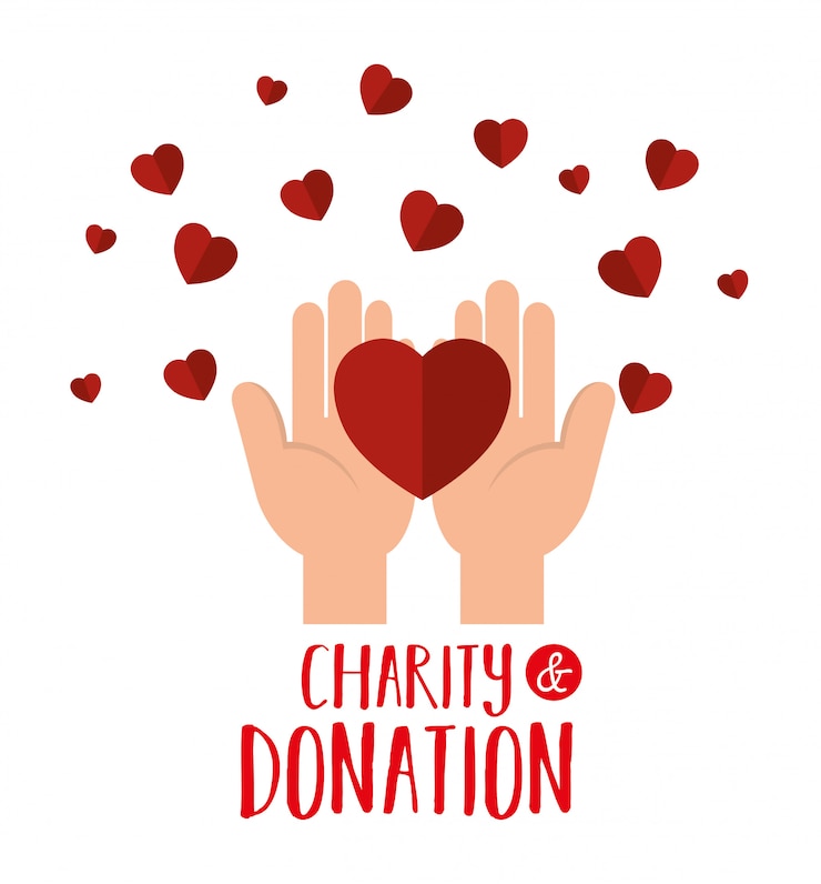 Vector Gratis hands with hearts for charity donation