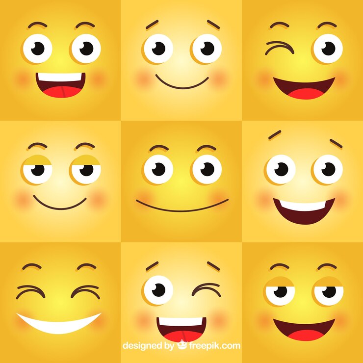 Vector Gratis happy background with nine different emoticons
