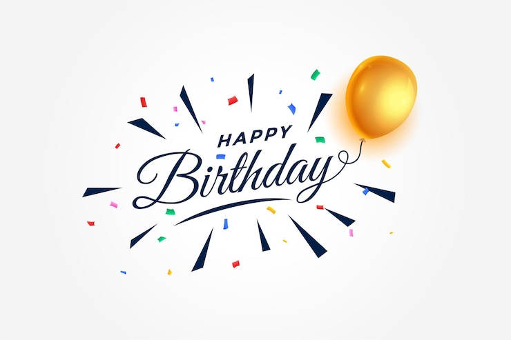 Vector Gratis happy birthday celebration background with ballloons and confetti