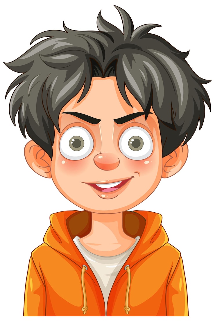 Vector Gratis happy boy in orange hoodie