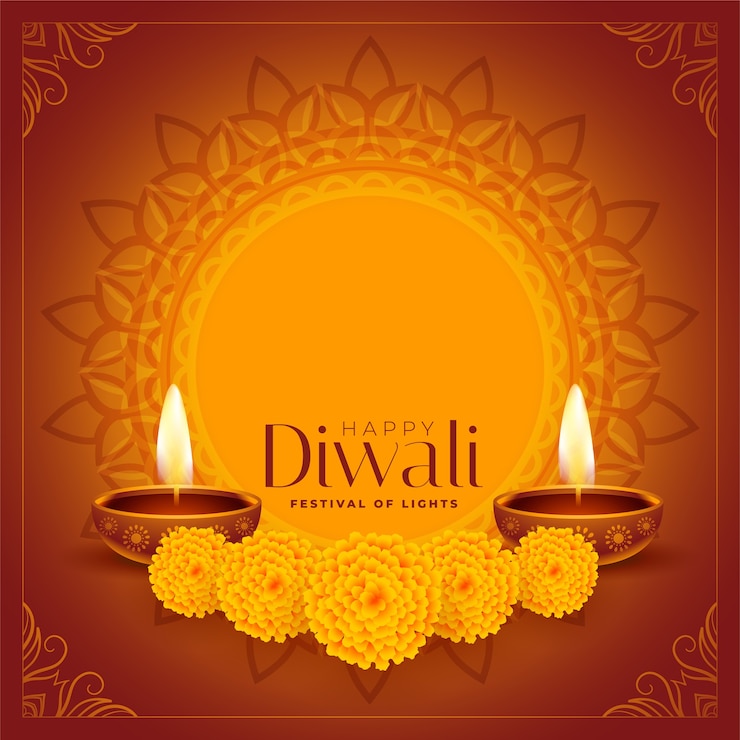 Vector Gratis happy diwali decorative diya and flowers background