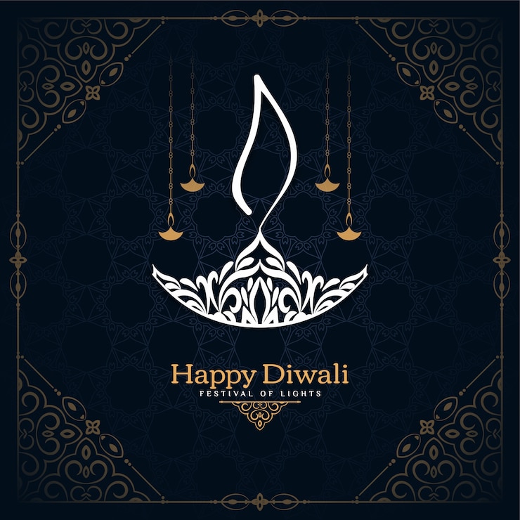 Vector Gratis happy diwali festival card with beautiful diya design 