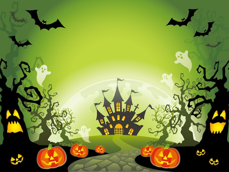 Vector Gratis happy halloween  landscape illustration with text space.