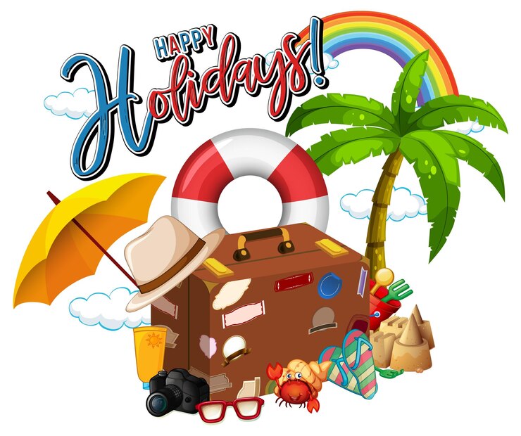 Vector Gratis happy holiday icon with travel element