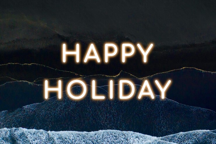 Vector Gratis happy holiday neon text vector
