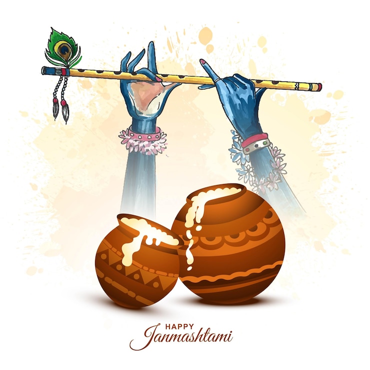 Vector Gratis happy janmashtami celebration religious card background