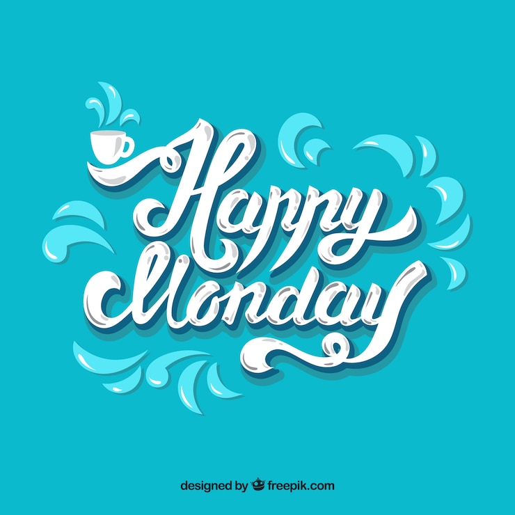 Vector Gratis happy monday, white letters on a blue background