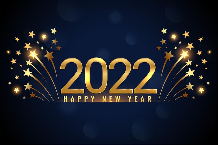 Vector Gratis happy new year 2022 grand celebration flyer with bursting stars