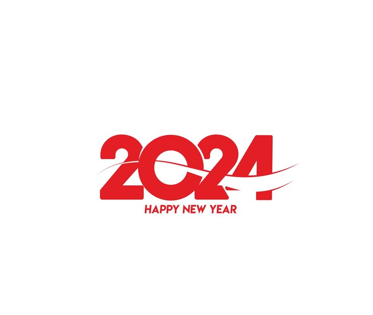 Vector Gratis happy new year 2024 text typography design element flyer banner design