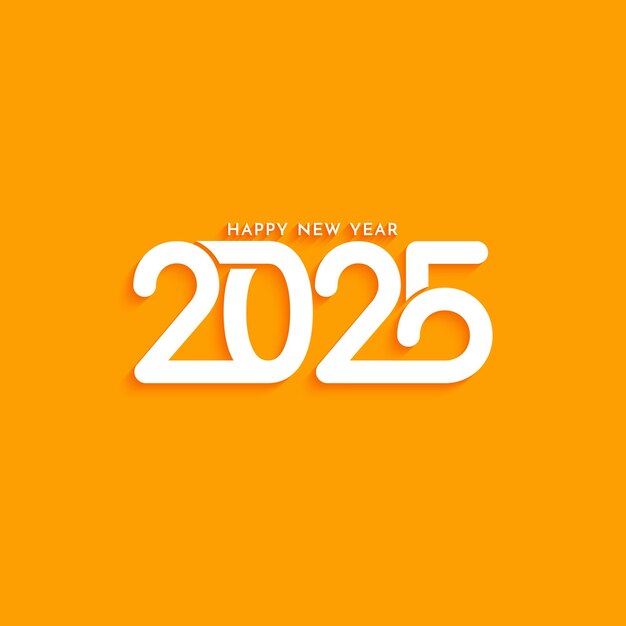 Happy New year 2025 decorative text design on yellow background