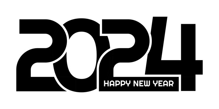 Vector Gratis happy new year banner with a black and white numbers design