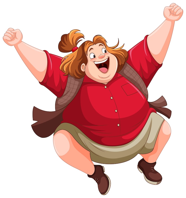 Vector Gratis happy overweight woman cartoon character