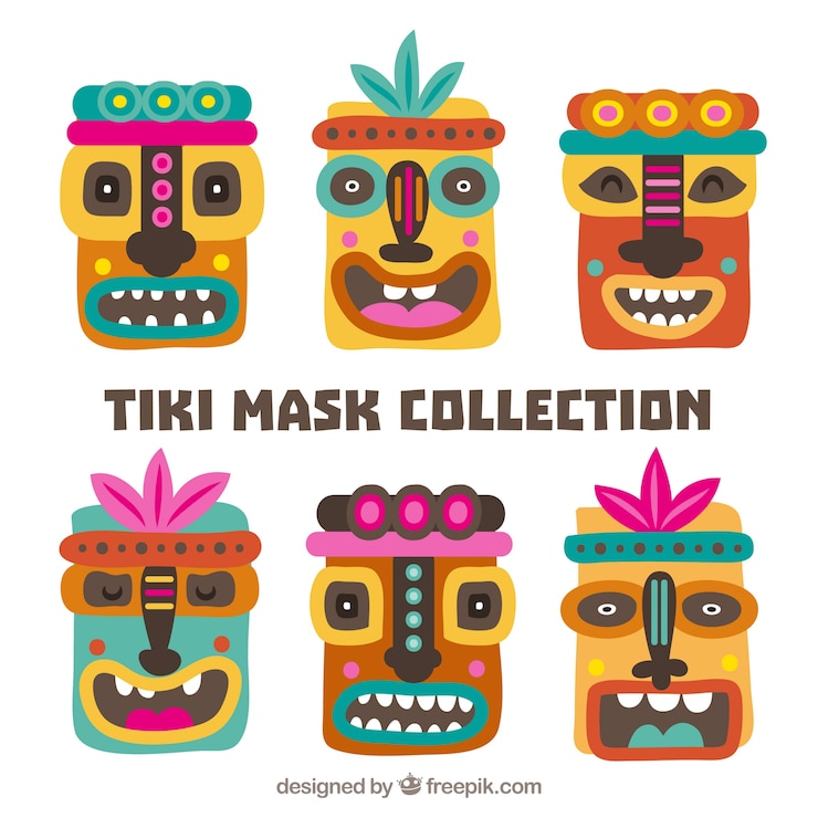 Vector Gratis happy pack of smiley tiki masks