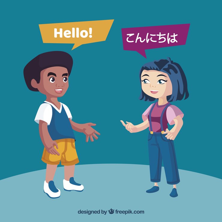Vector Gratis happy people speaking different languages with flat design
