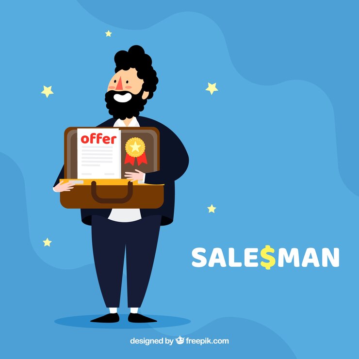 Vector Gratis happy salesman character with flat design