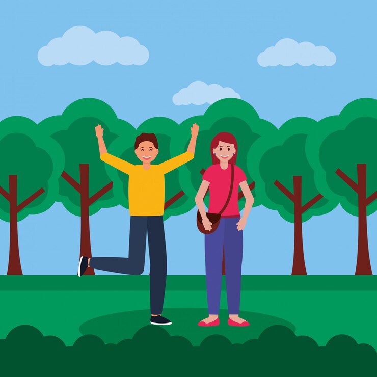 Vector Gratis happy young people at the park