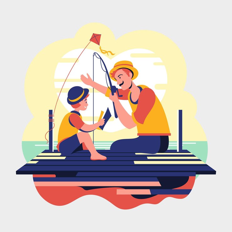 Vector Gratis hari ayah ayah dan anak memancing