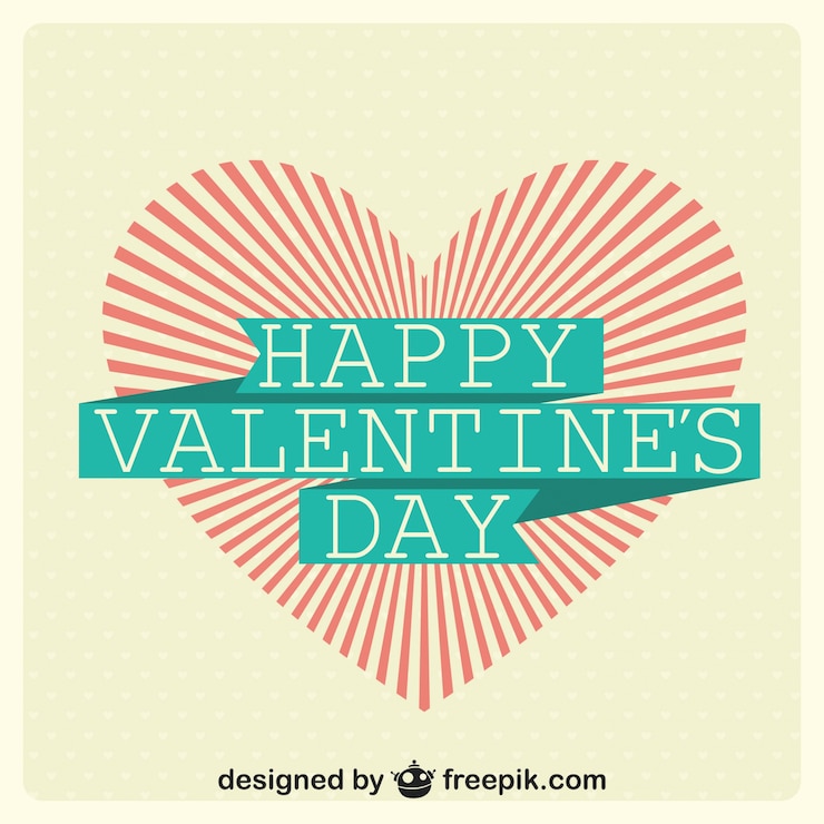 Vector Gratis hati bergaris dalam kartu hari valentine