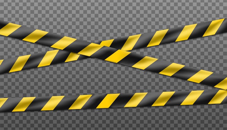 Vector Gratis hazard black and yellow striped ribbon, caution tape of warning signs.  isolated on transparent.