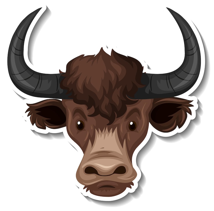 Vector Gratis head of bison animal cartoon sticker
